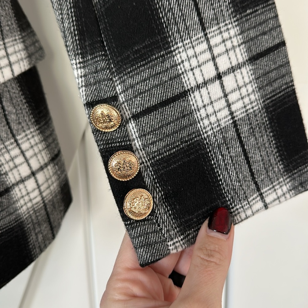 Attitude Unknown Metallic Button Solid Ponte Blazer - Picture 6 of 12